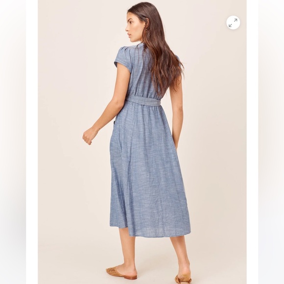 Lovestitch Janie Denim Blue Embroidered Midi Dress - Picture 4 of 12